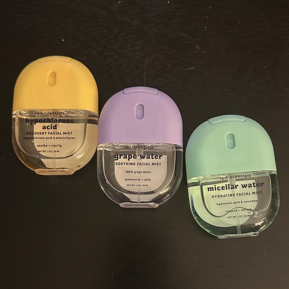 spa·scentsials Facial Mist Trio Grape Micellar Water Hypochlorous Acid recovery